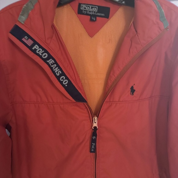 Polo Ralph Lauren Sport Vintage Woman’s Jacket Zip Up Orange Mesh Lining Size L - Picture 3 of 14